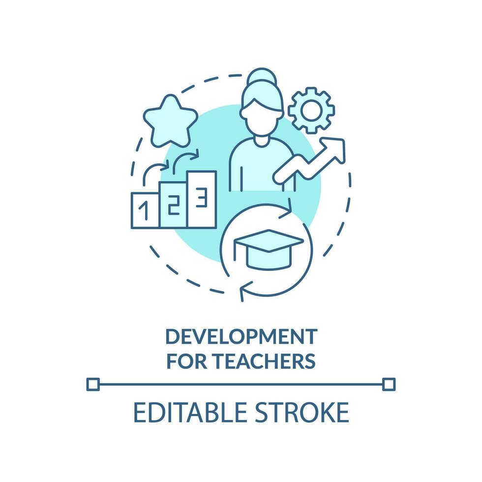 2D editable blue development for teachers icon, simple monochromatic vector, learning theories thin line illustration. vector