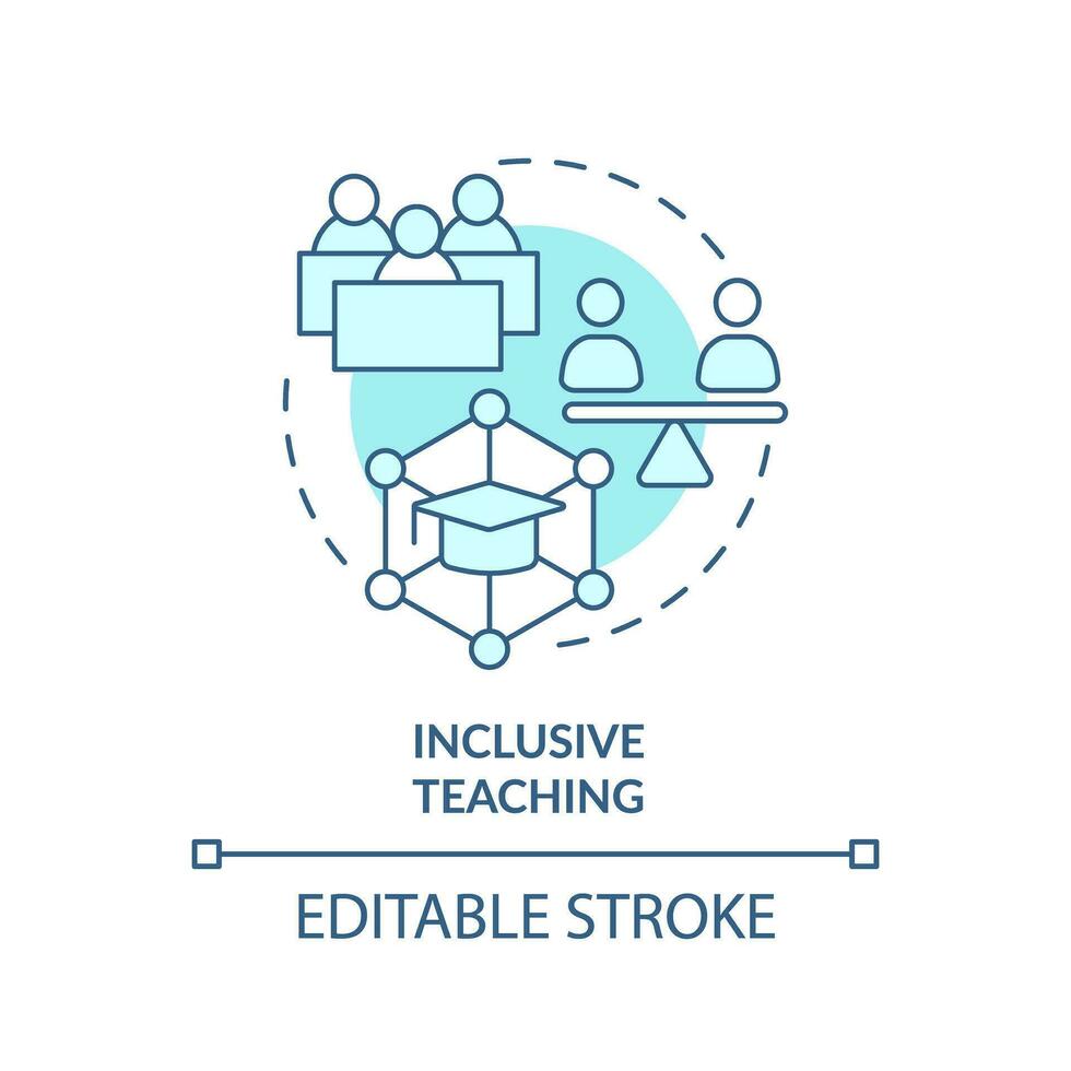 2D editable blue inclusive teaching icon, simple monochromatic vector, learning theories thin line illustration. vector