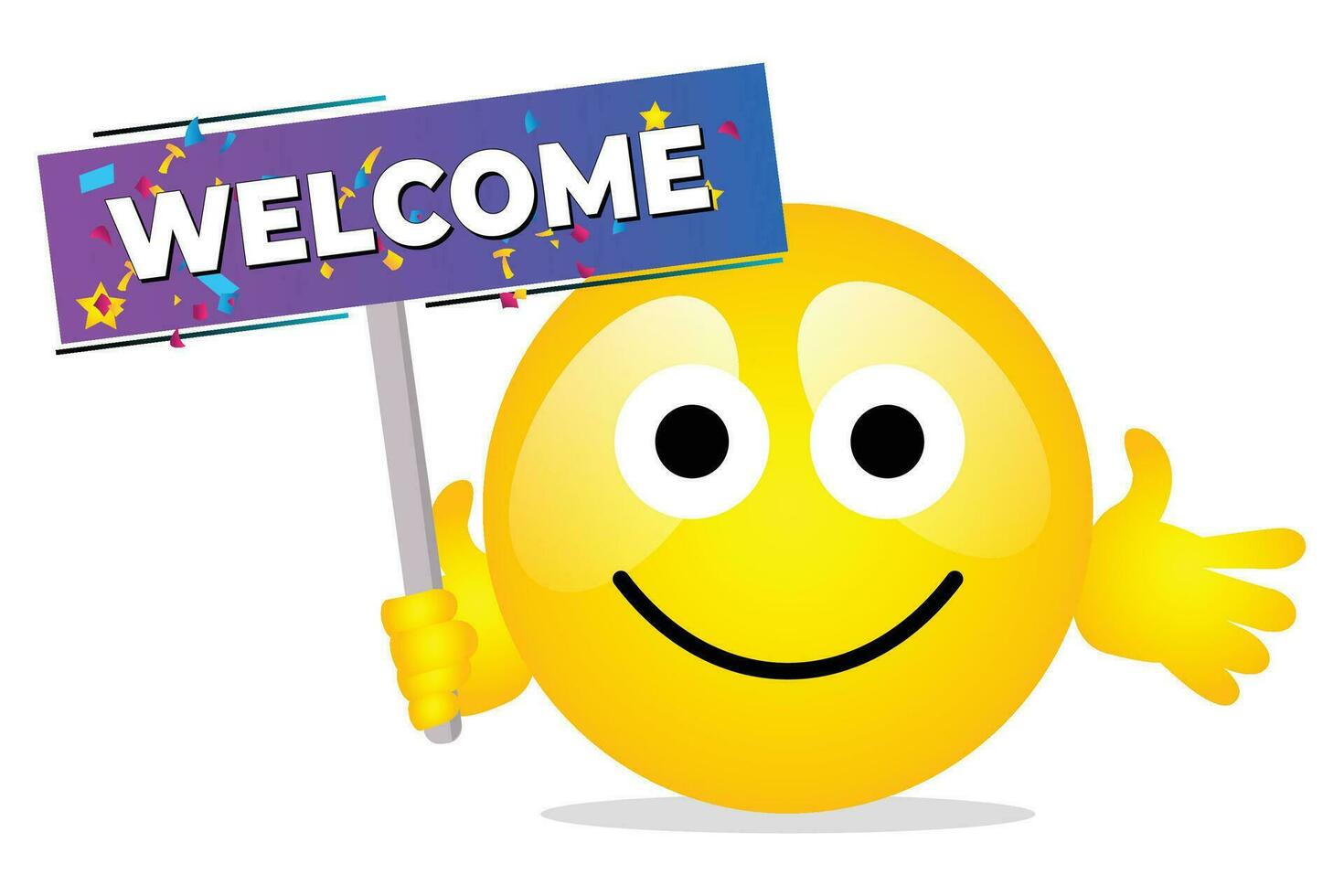 Welcome letter banner, poster on vibrant background. vector
