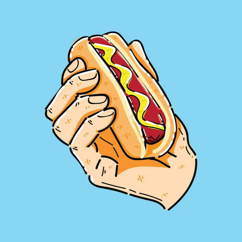 food hotdogs art hand drawn vector design illustration