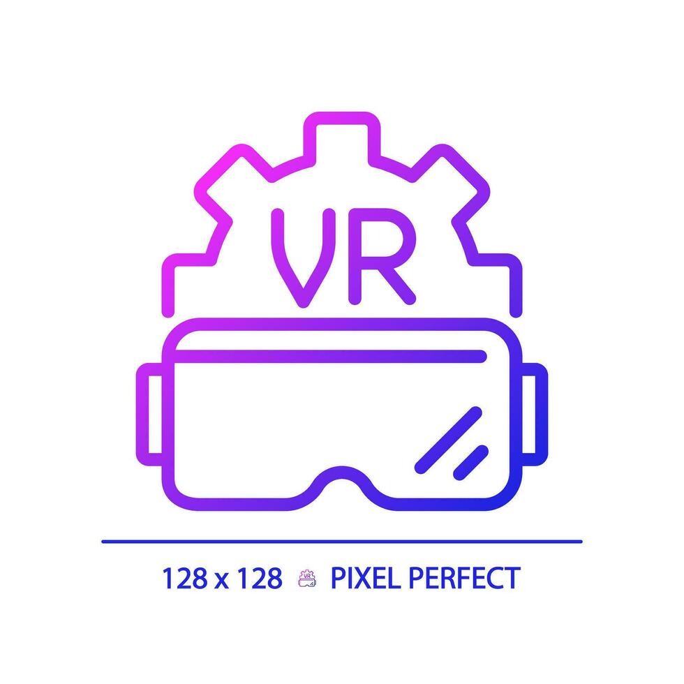 2D pixel perfect gradient VR goggles icon, isolated simple vector, thin line illustration representing VR, AR and MR. vector