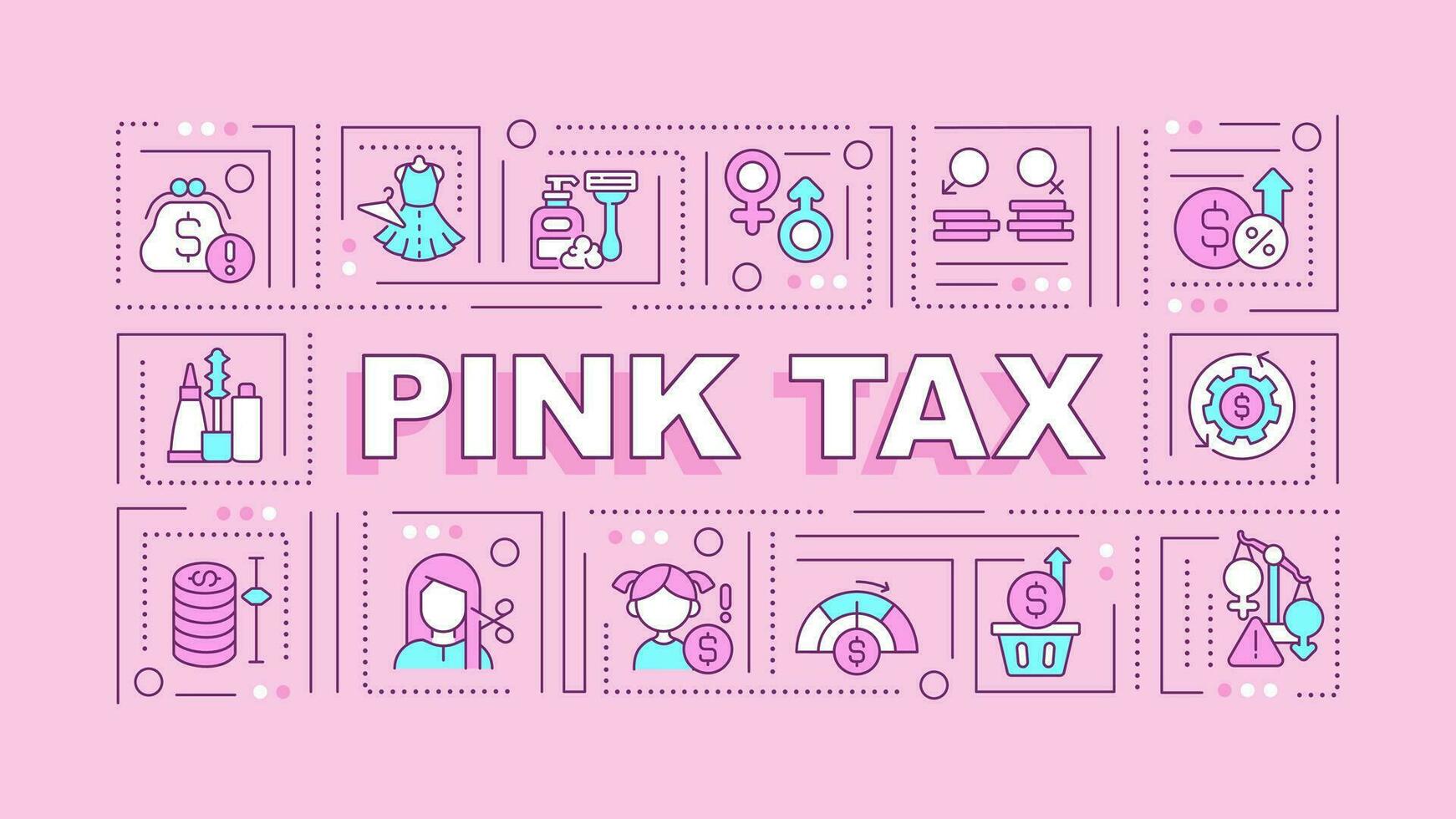 2D cash flow text with various thin line icons concept on pink monochromatic background, editable vector illustration.