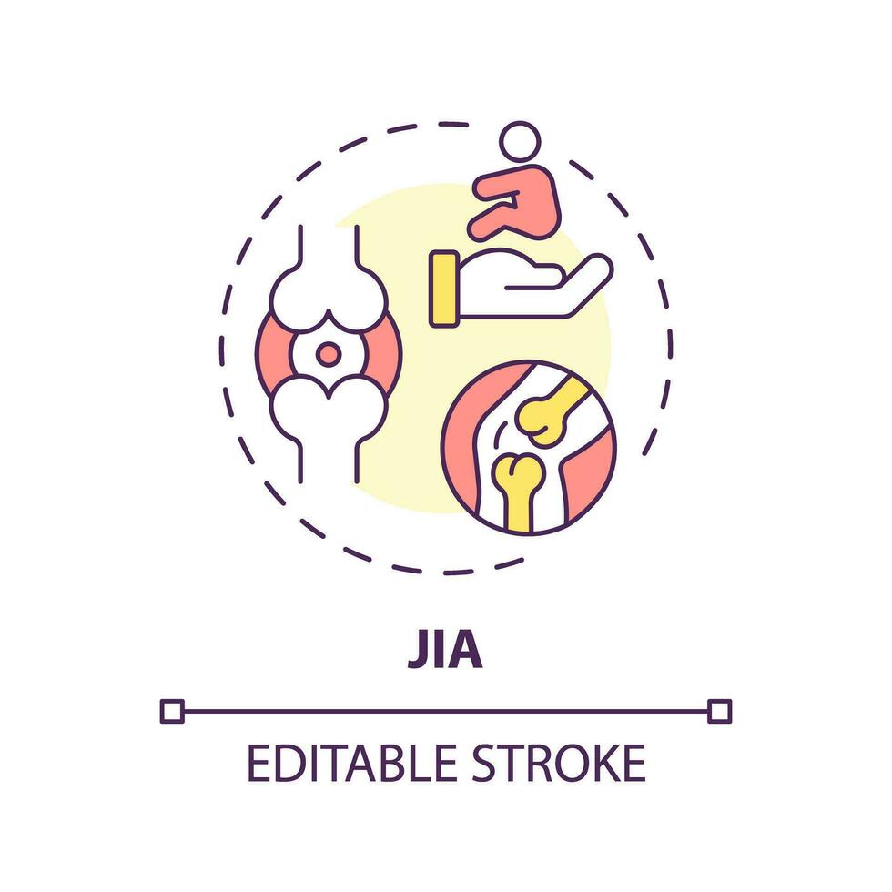 2D editable thin line icon JIA concept, isolated simple vector, multicolor illustration representing parenting children with health issues. vector