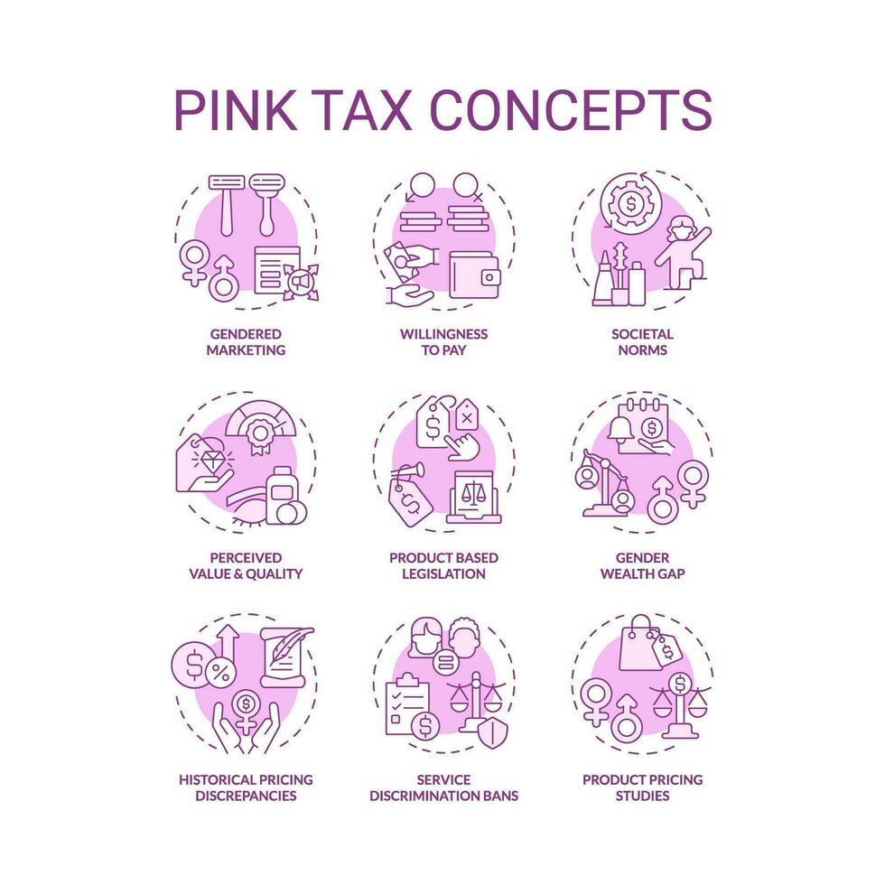 Set of 2D editable pink thin line icons representing pink tax, isolated monochromatic vector, linear illustration. vector