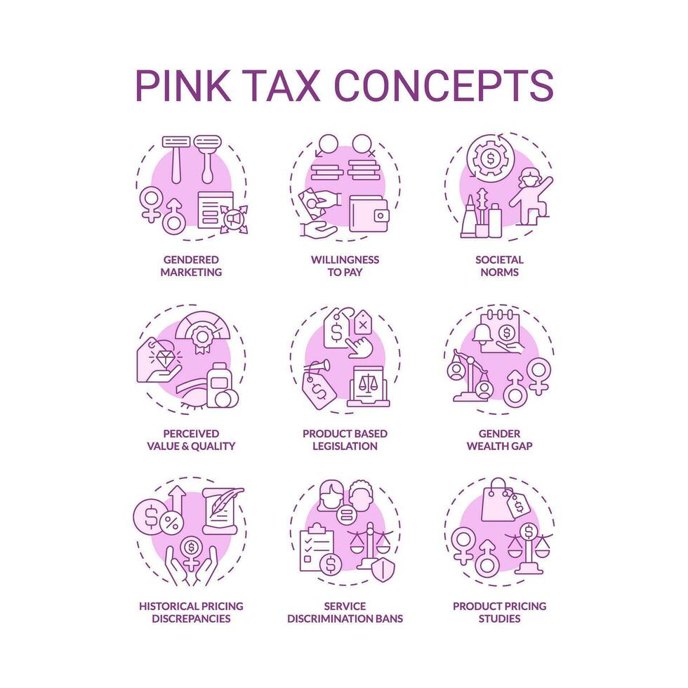 Set of 2D editable pink thin line icons representing pink tax, isolated monochromatic vector, linear illustration. vector