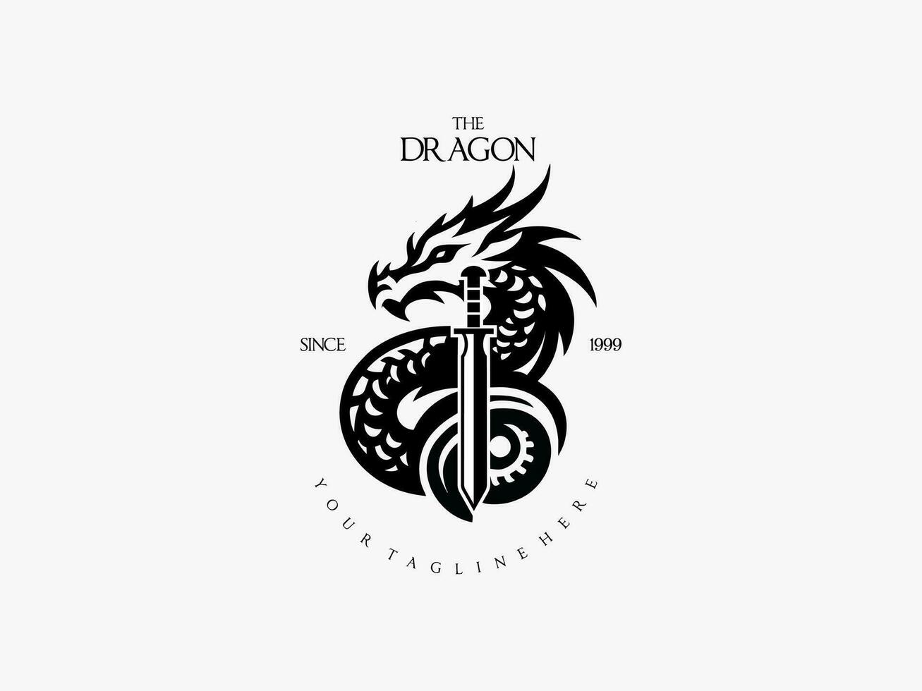 the logo for dragon is shown in black and white vector