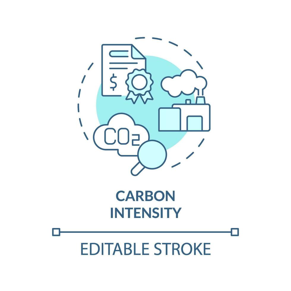 2D editable blue carbon intensity icon, monochromatic isolated vector, climate metrics thin line illustration. vector