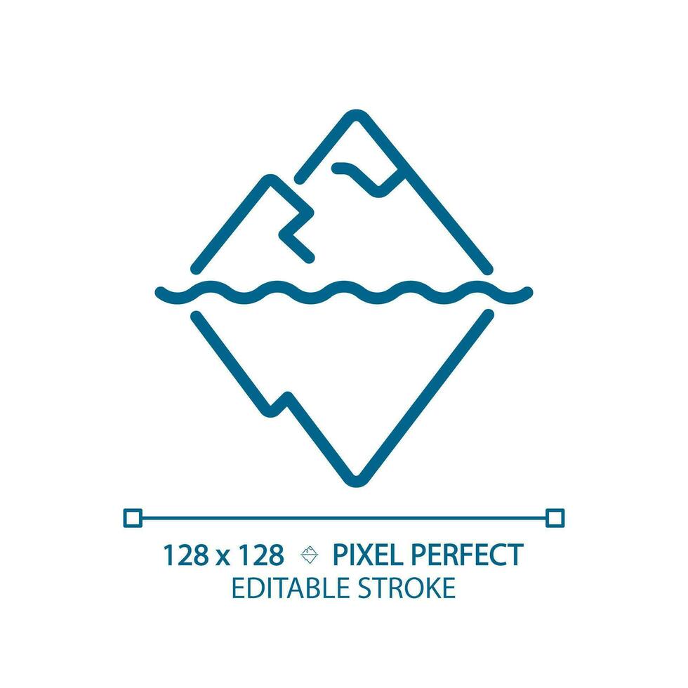 2D pixel perfect editable blue iceberg icon, isolated monochromatic vector, thin line illustration representing economic crisis. vector