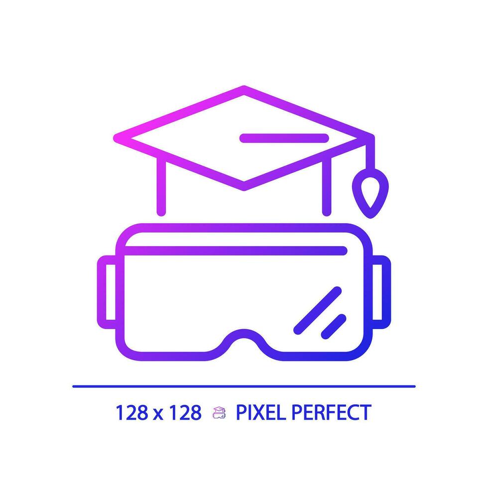 2d píxel Perfecto degradado vr gafas de protección y educación icono, aislado sencillo vector, Delgado línea ilustración representando realidad virtual, Arkansas y Sres. vector