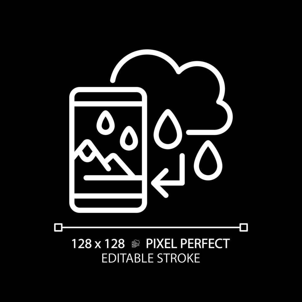 2D pixel perfect editable white augmented reality and weather forecast icon, isolated vector, thin line illustration representing VR, AR and MR. vector
