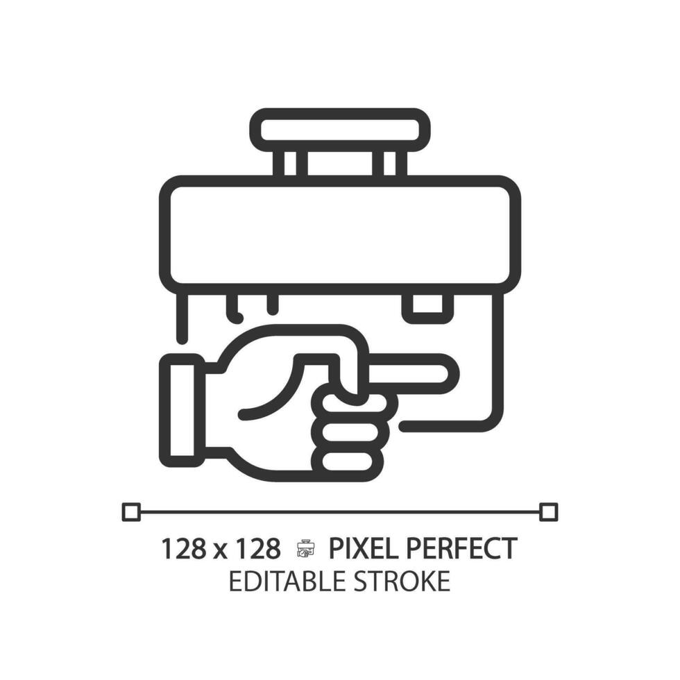 2D pixel perfect editable black unemployment icon, isolated simple vector, thin line illustration representing economic crisis. vector