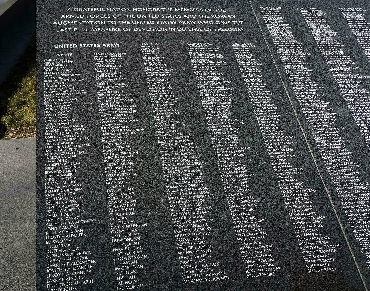 Washington, DC, USA - 12.16.2023 The Korean War Veterans Memorial is located in Washington's West Potomac Park. photo