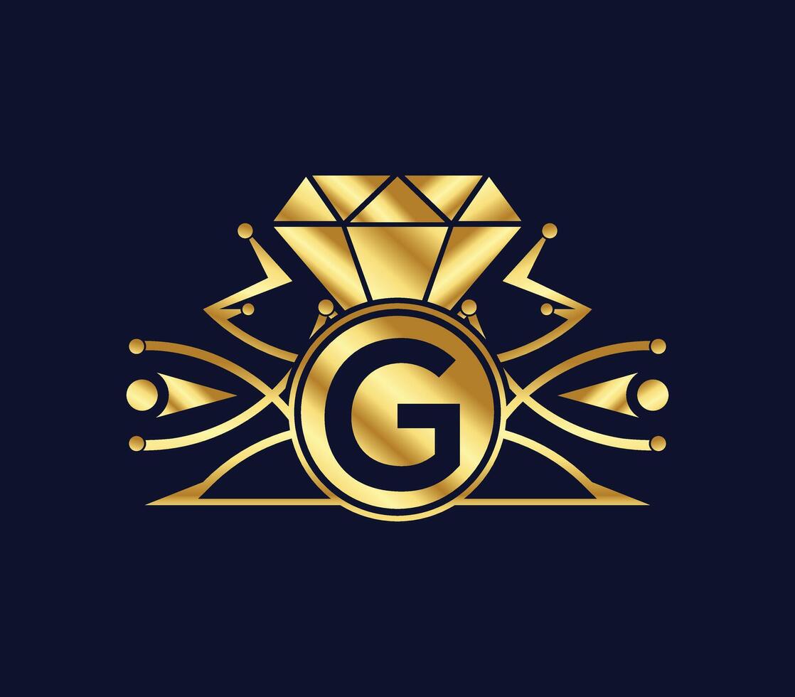 G letter diamond luxury with Golden Color Company Logo Design vector