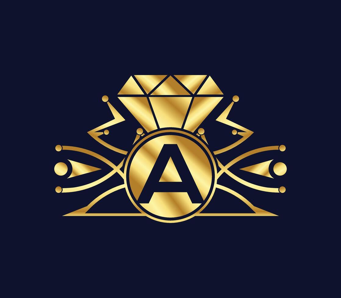 un letra diamante lujo con dorado color empresa logo diseño vector