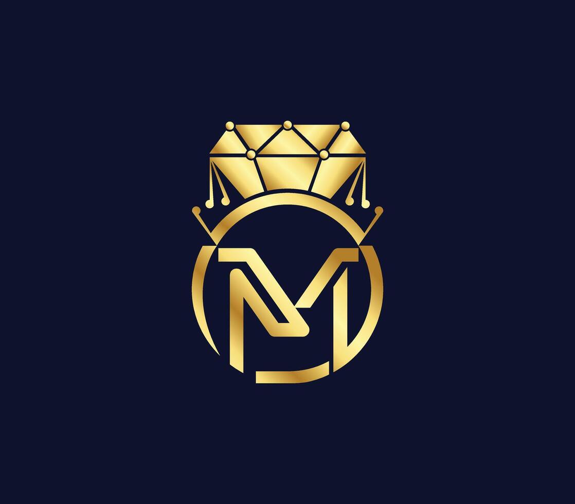 M Letter Creative Diamond luxury Modern Logo Design Company Concept vector