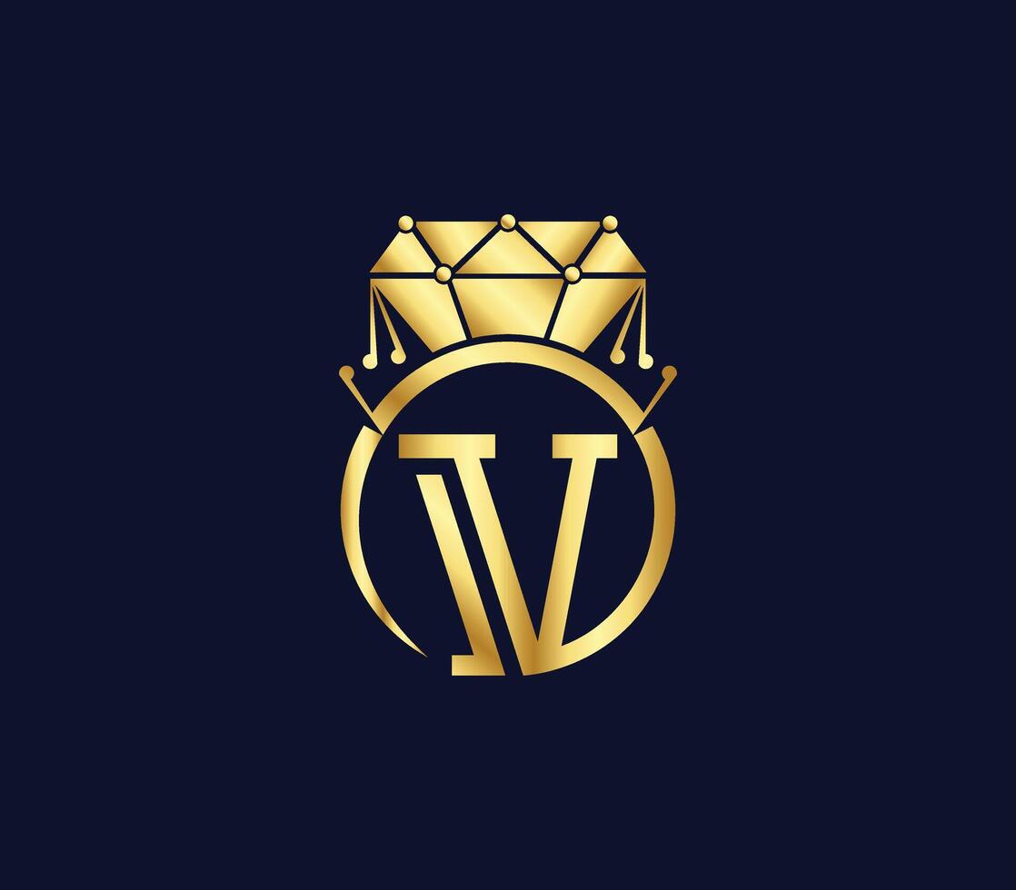 V Letter Creative Diamond luxury Modern Logo Design Company Concept vector