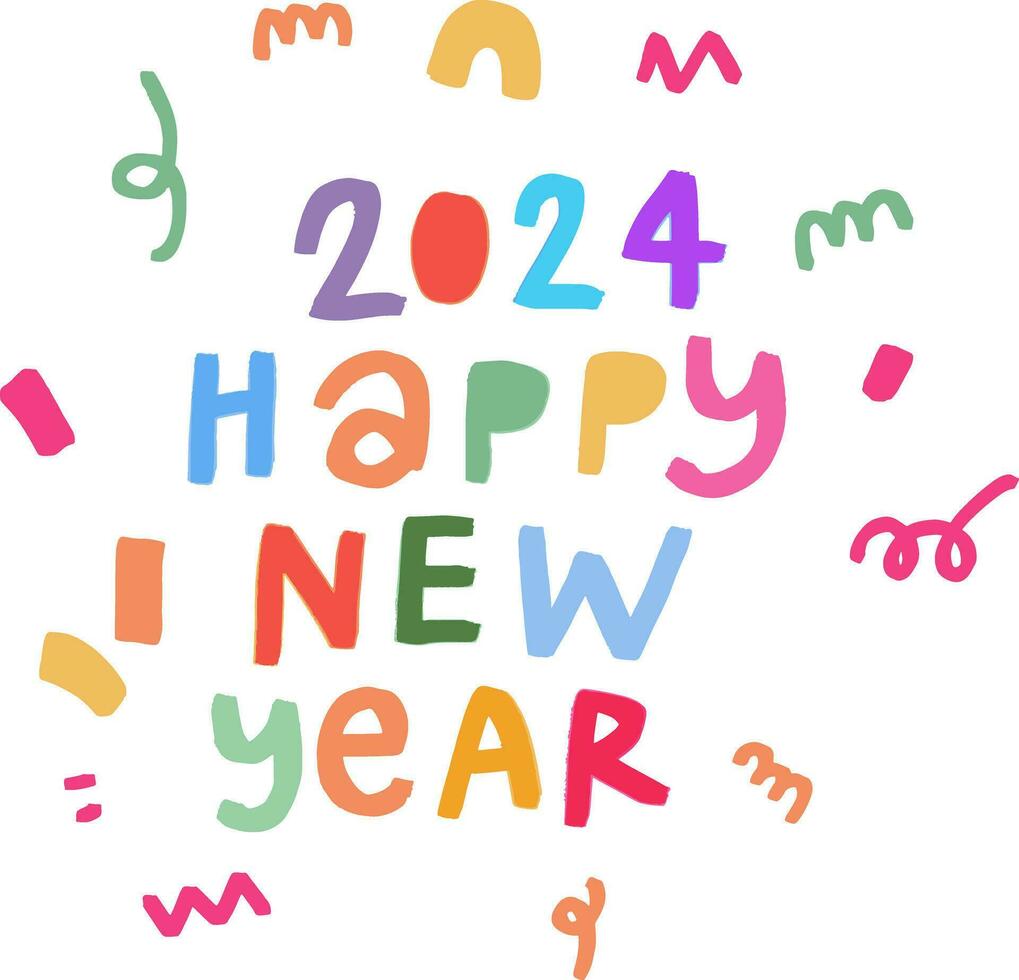 hand drawn text for new year 2024 vector