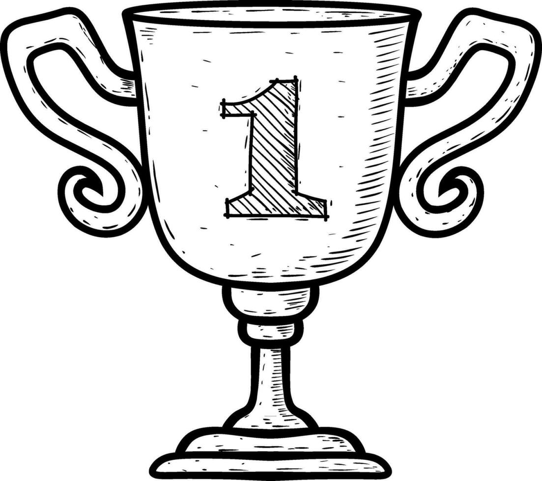 Sketch trophy cup isolated on white vector
