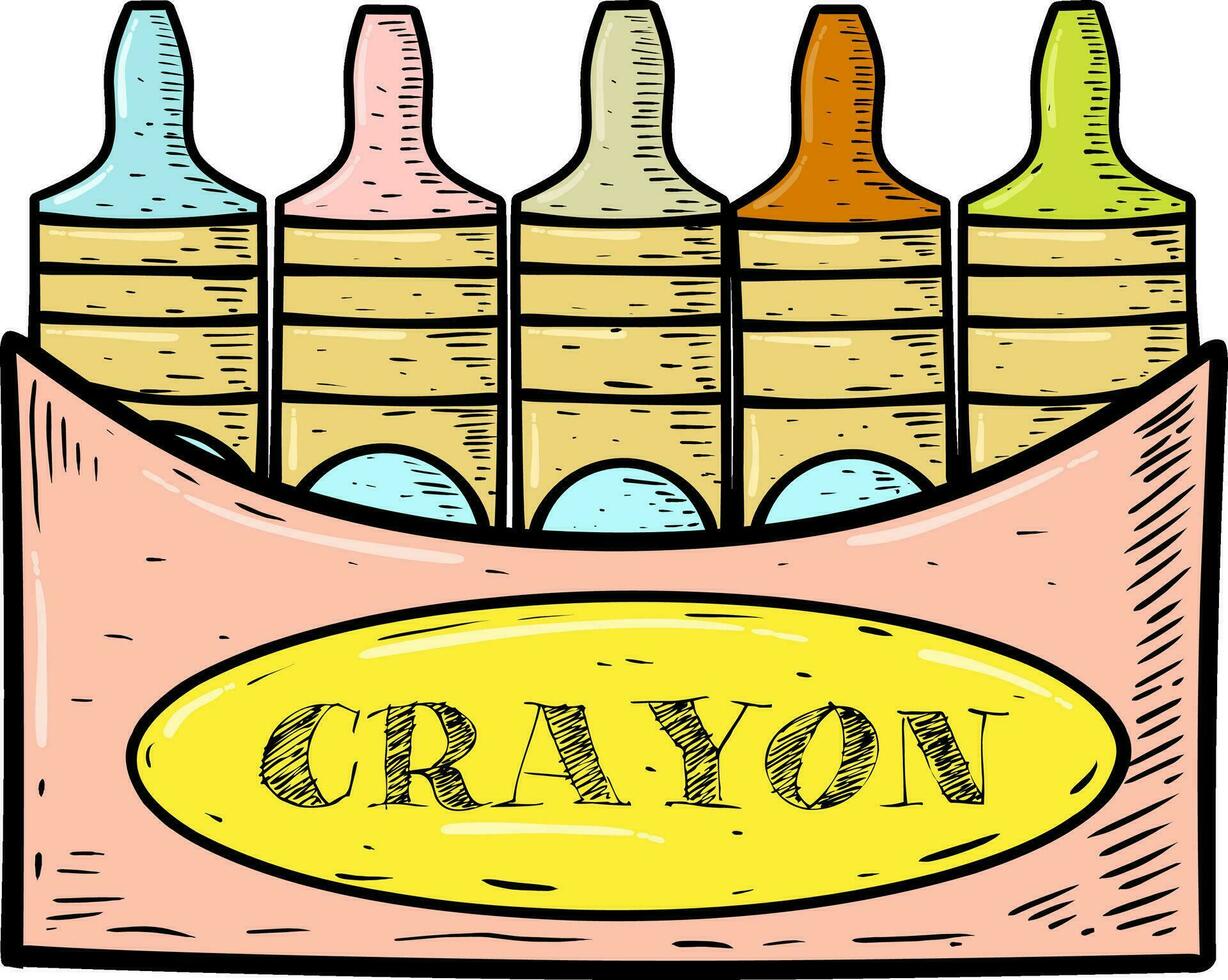 illustration box of crayon cartoon isolated vector