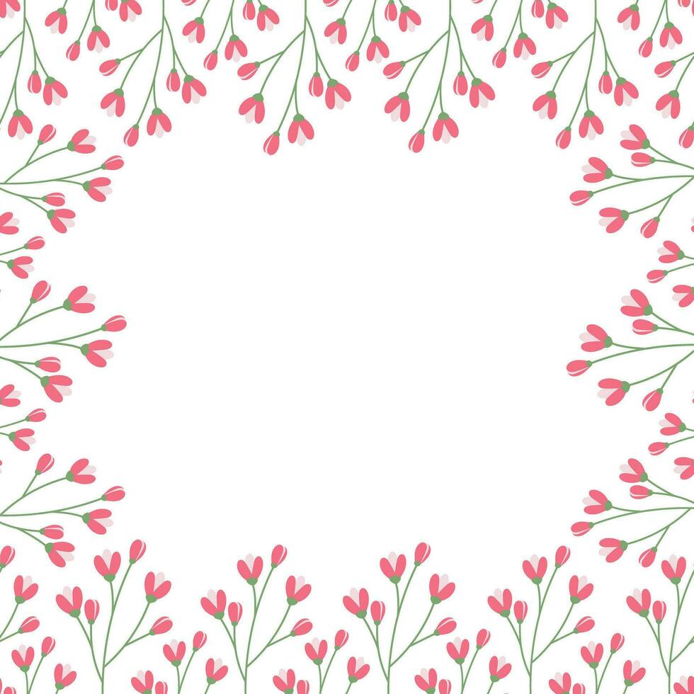 Floral all around frame of flowering branches. Copy space. Design concept for greetings or cards vector