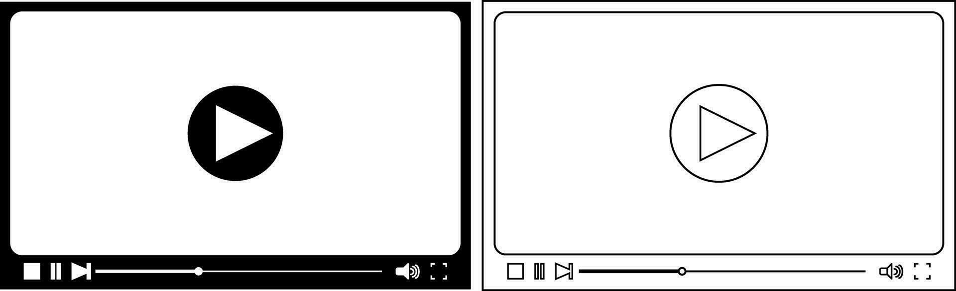 outline silhouette Video player interface set vector