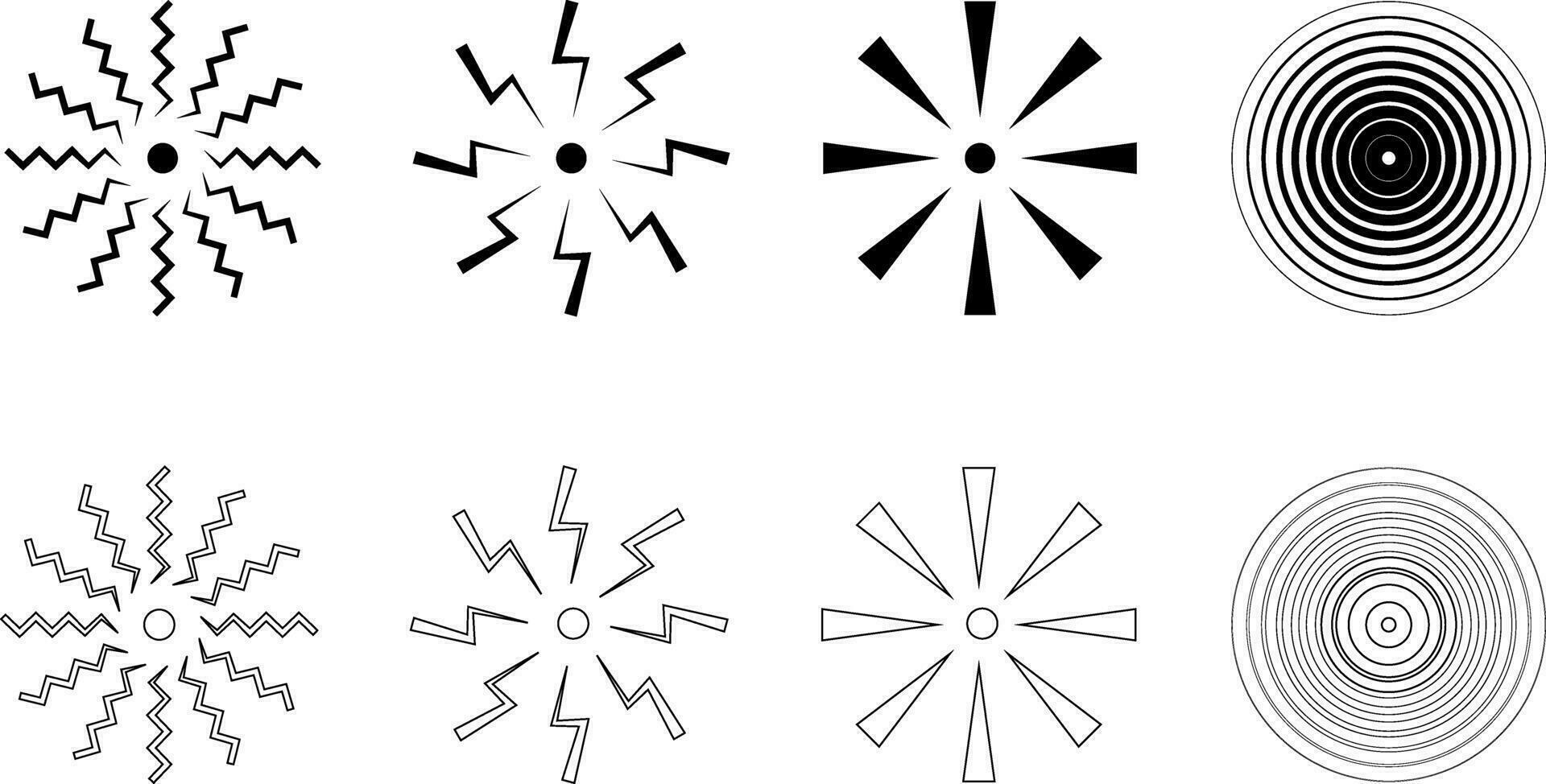 outline silhouette Pain point icon set vector