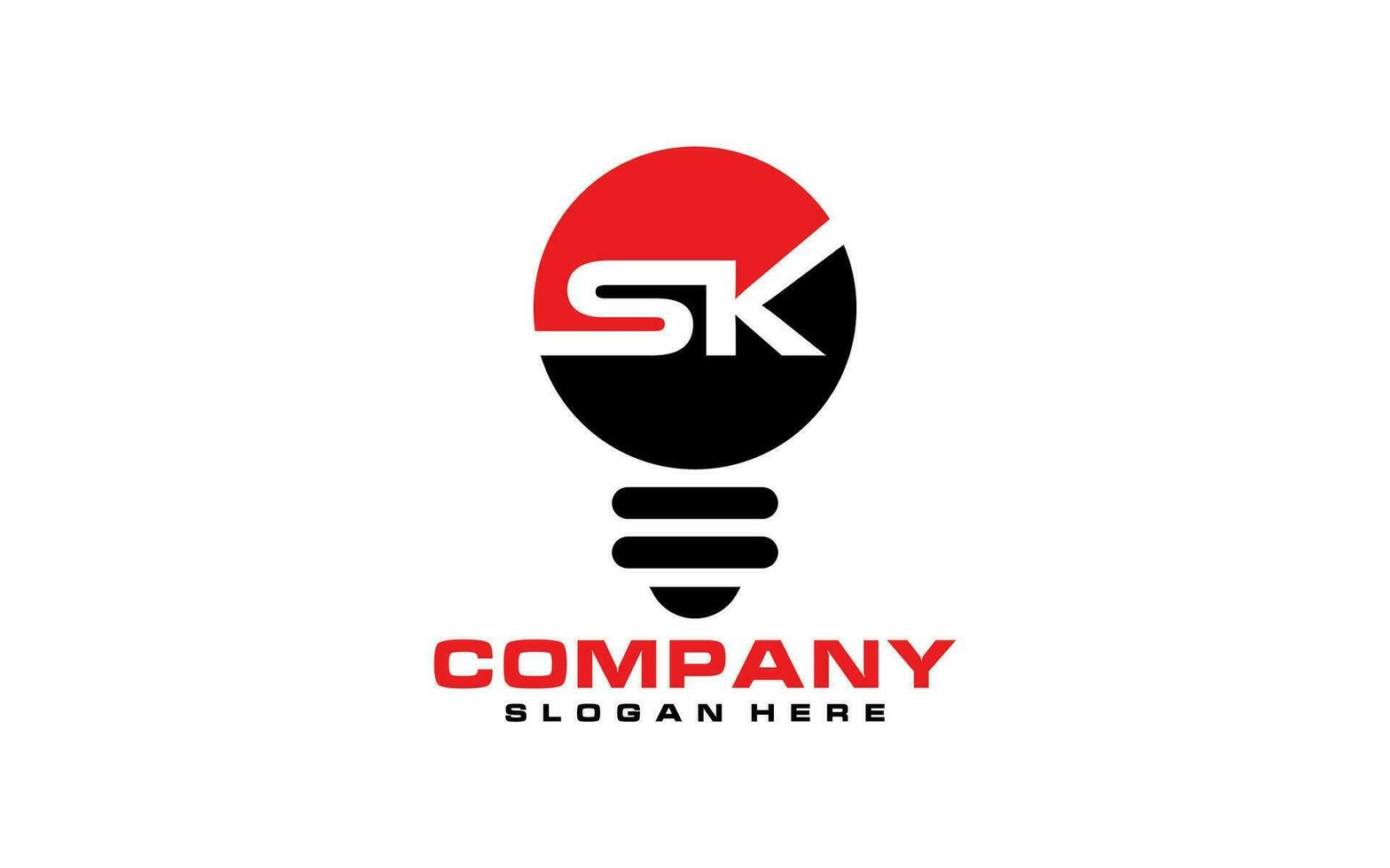 Initial Sk with light bulb logo design vector
