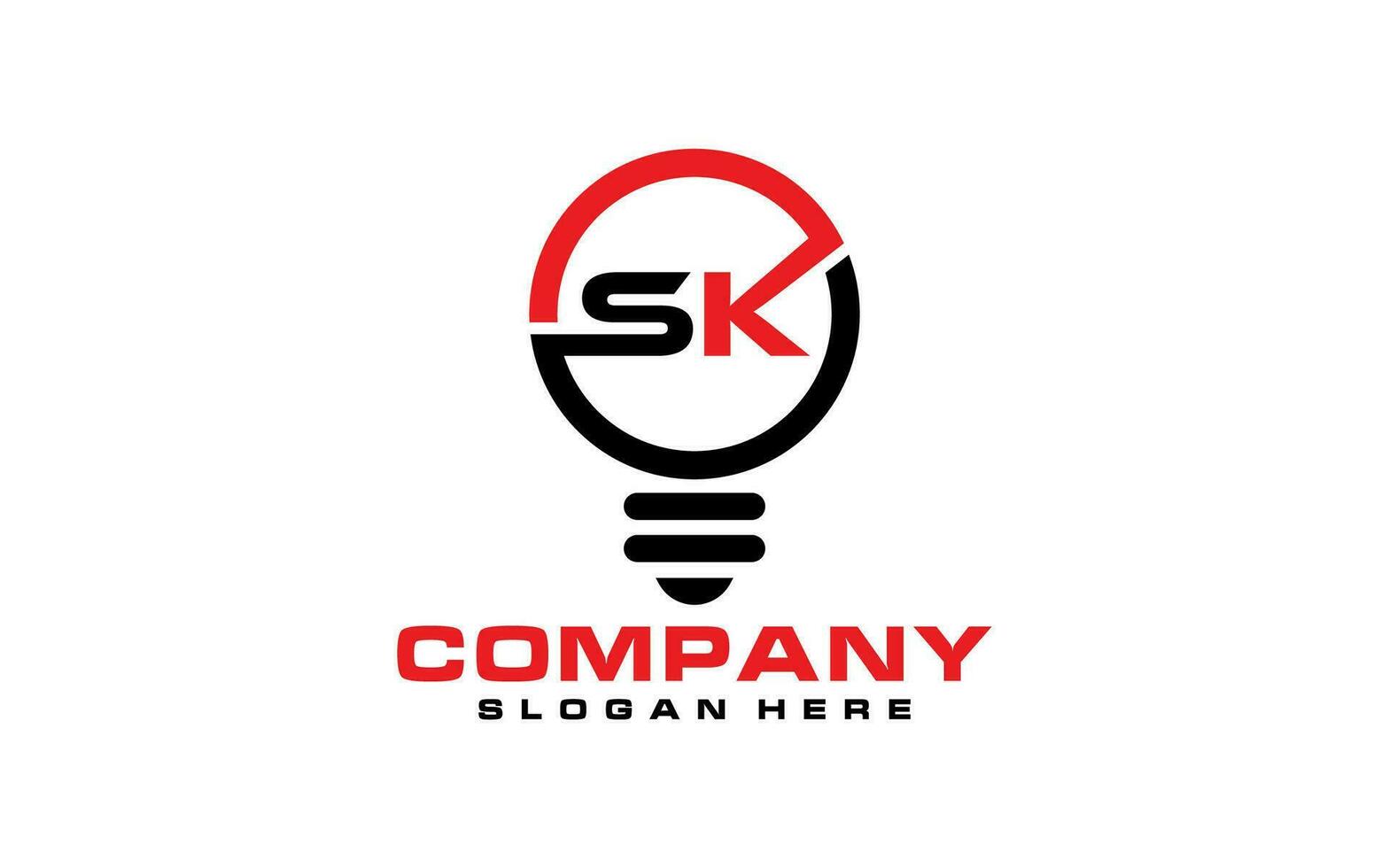 Initial Sk with light bulb logo design vector