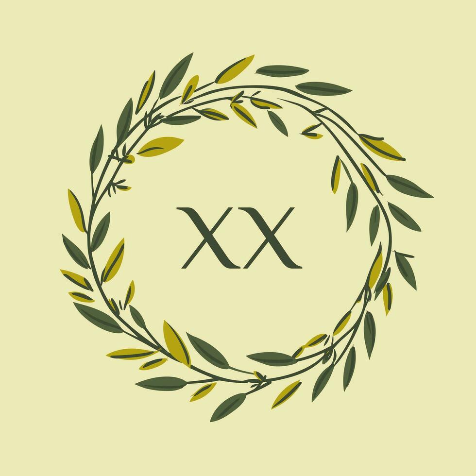 AI generated Art class filled colorful initial logo idea. Art therapy lessons. Decorative minimalist floral design. Letters inside circle shape. Graphic design vector