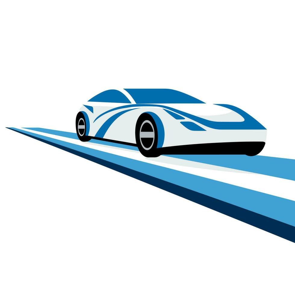 AI generated Car in motion filled blue logo. High performance vehicle. Automobile on road simple icon. Design element. Ai art for corporate branding, website vector