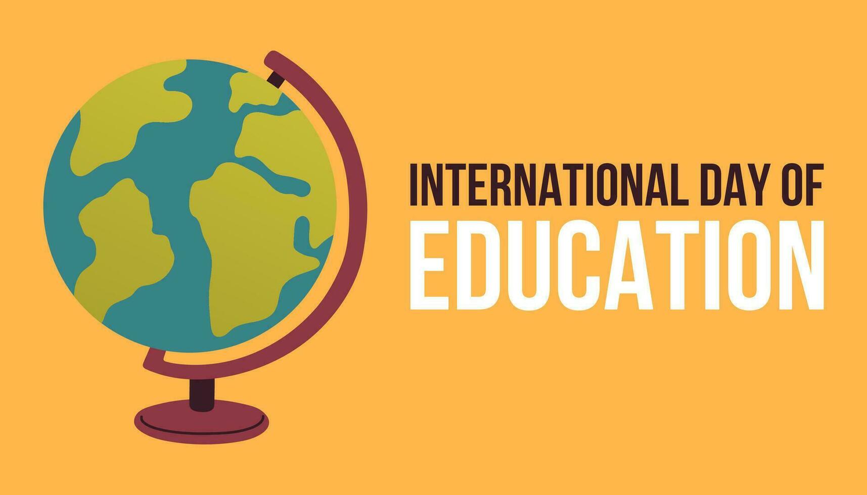 International Day of Education, January 24th, concept for education, Flat vector illustration. Globe on yellow