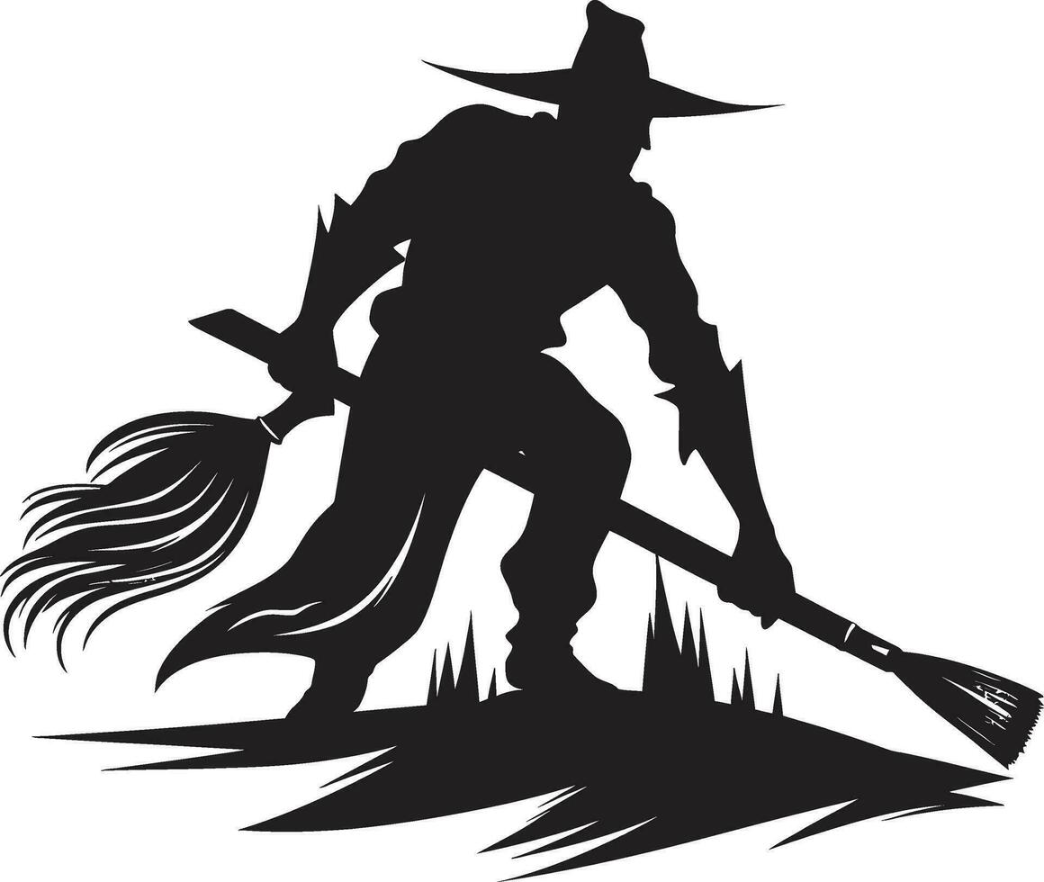 Sweeping Up Halloween NightmaresWitches Broomstick Showdown vector