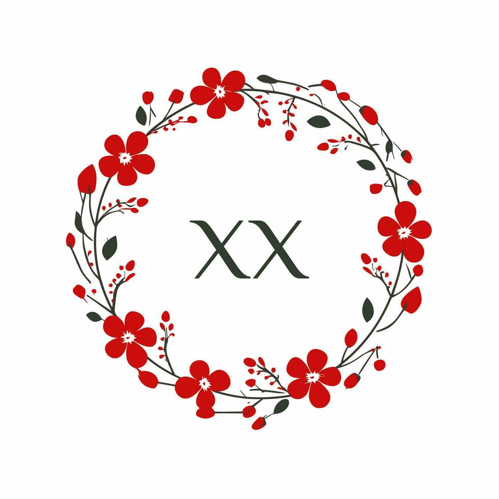 AI generated Tea house filled colorful initial logo idea. Traditional tea ceremony. Aesthetic flowers wreath. Letters inside circle shape. Graphic design vector