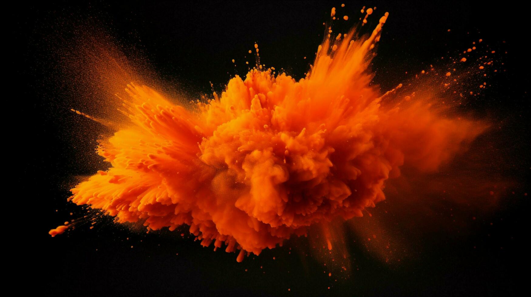 AI generated Tangerine color powder splash background photo