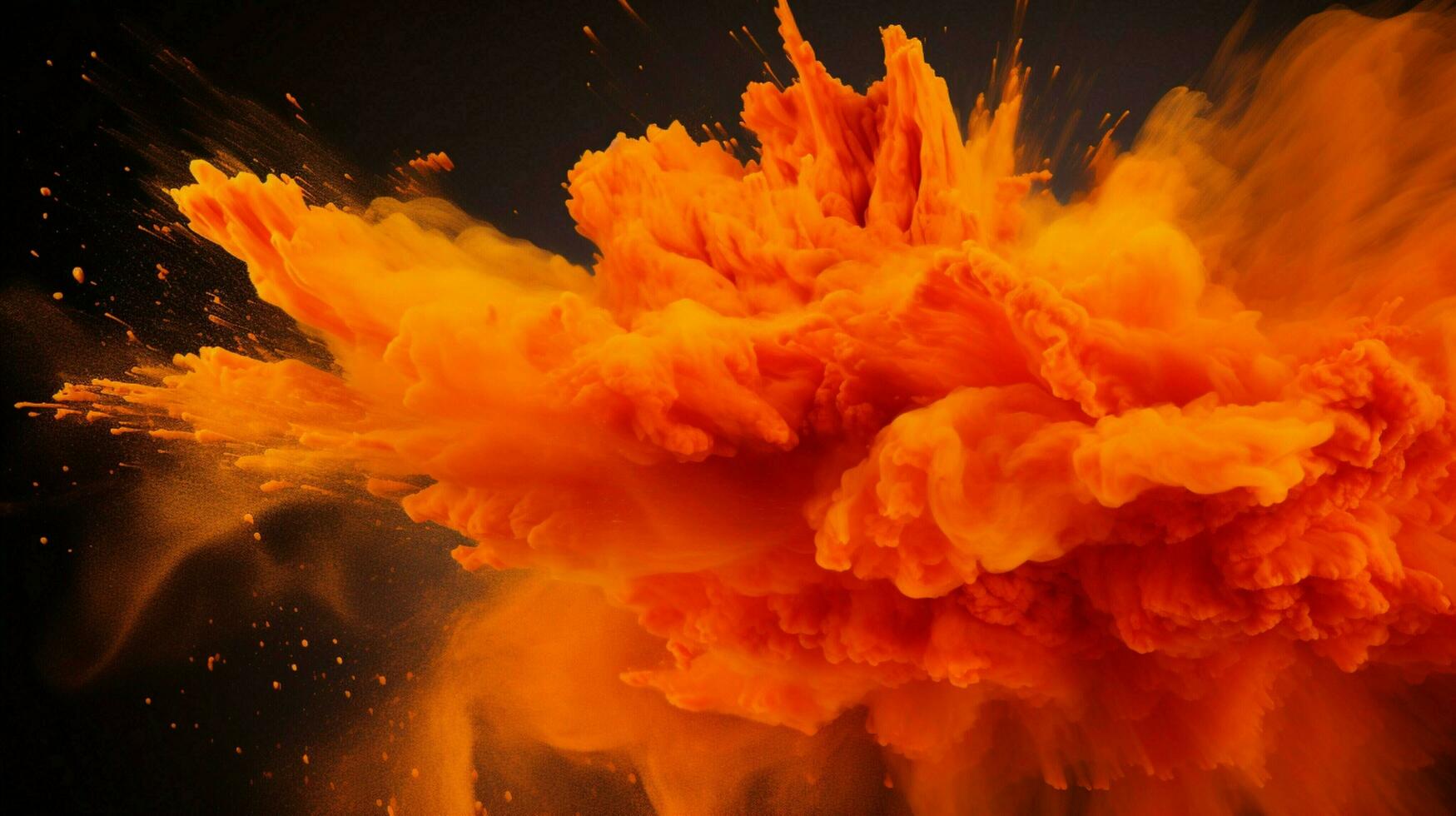 AI generated Tangerine color powder splash background photo