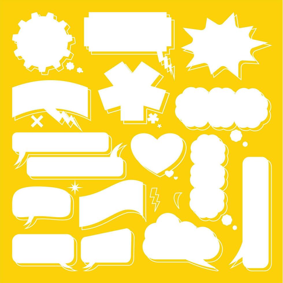 speech bubble style yellow line white vector