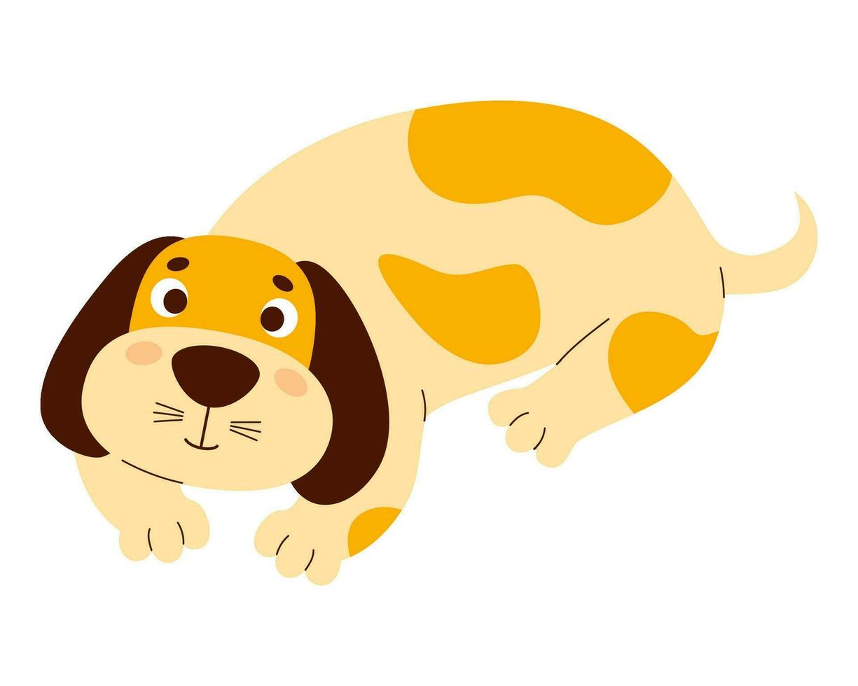 Funny big dog. Soft large anti-stress cuddly oversized toy plush animal pillow. vector illustrations in flat style.