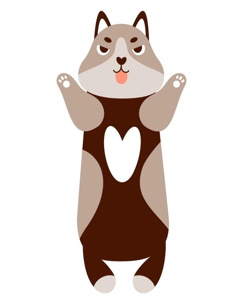 Husky dog. Animal Large toy pillow. Soft plush pet. Anti-stress cuddly oversized pillow toy for sleeping and playing. Vector illustrations in flat style.