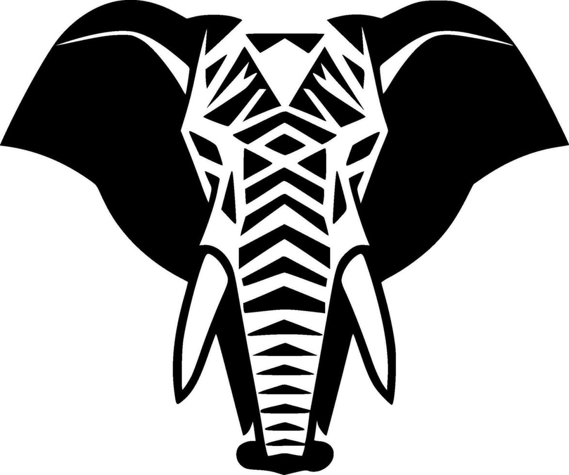 Elephant, Black and White Vector illustration