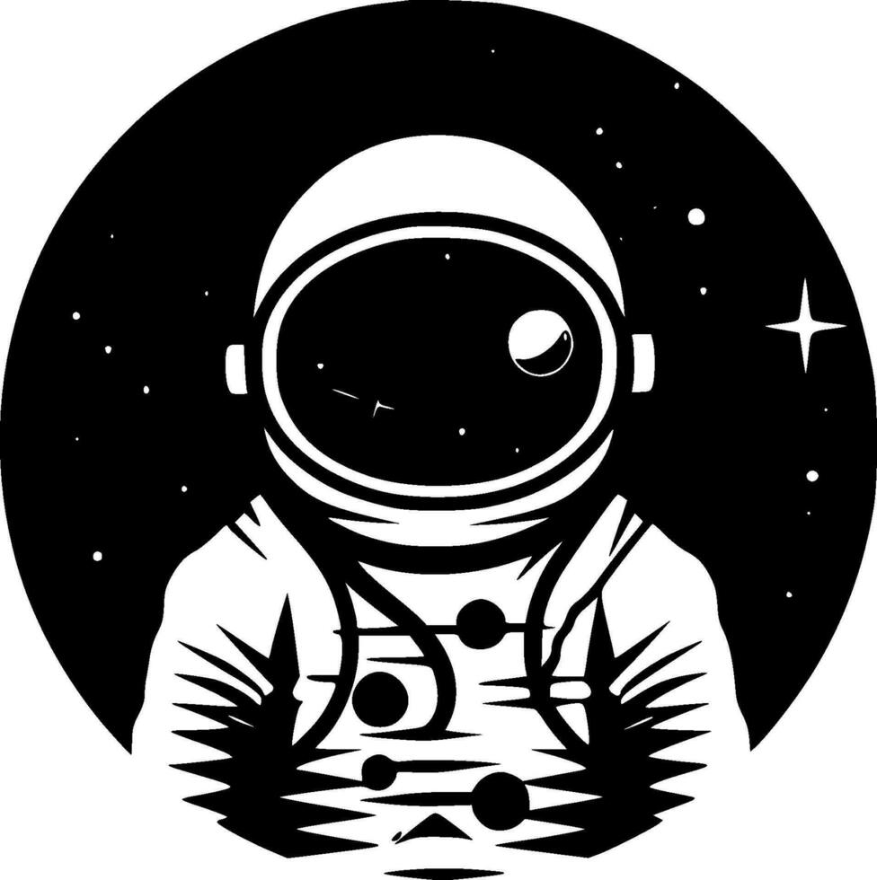 astronauta, negro y blanco vector ilustración