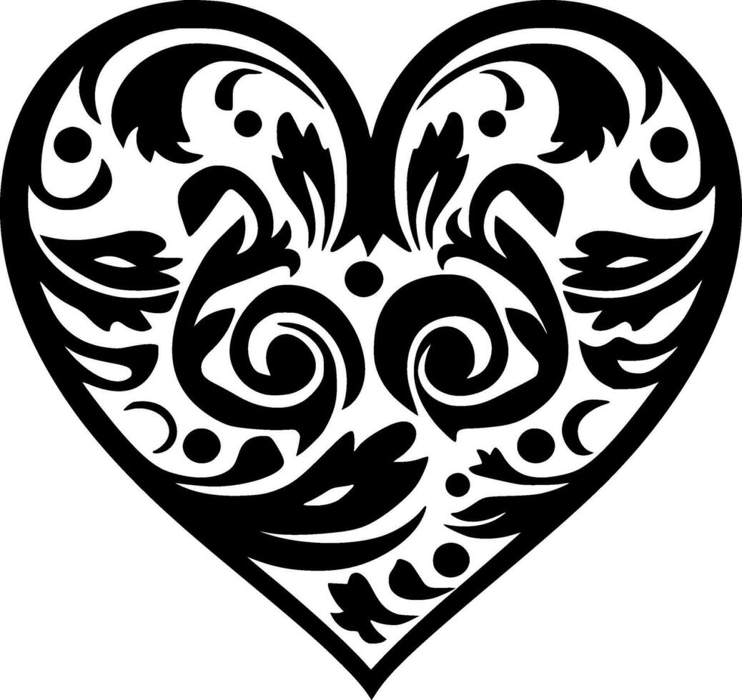 corazón - negro y blanco aislado icono - vector ilustración