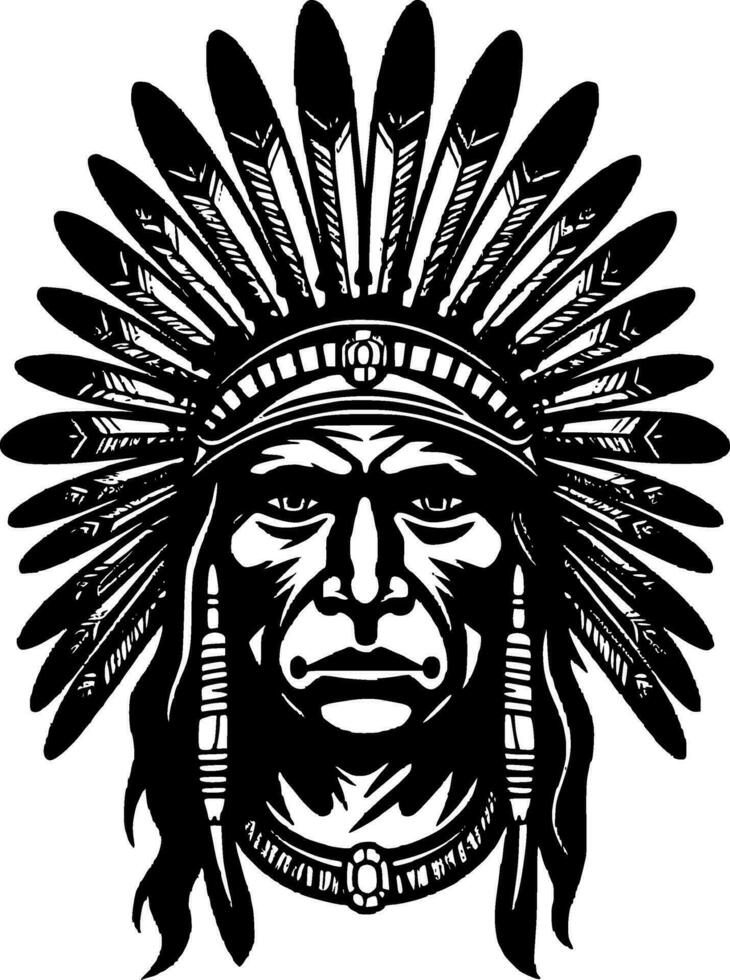 Indian Chief, Minimalist and Simple Silhouette - Vector illustration