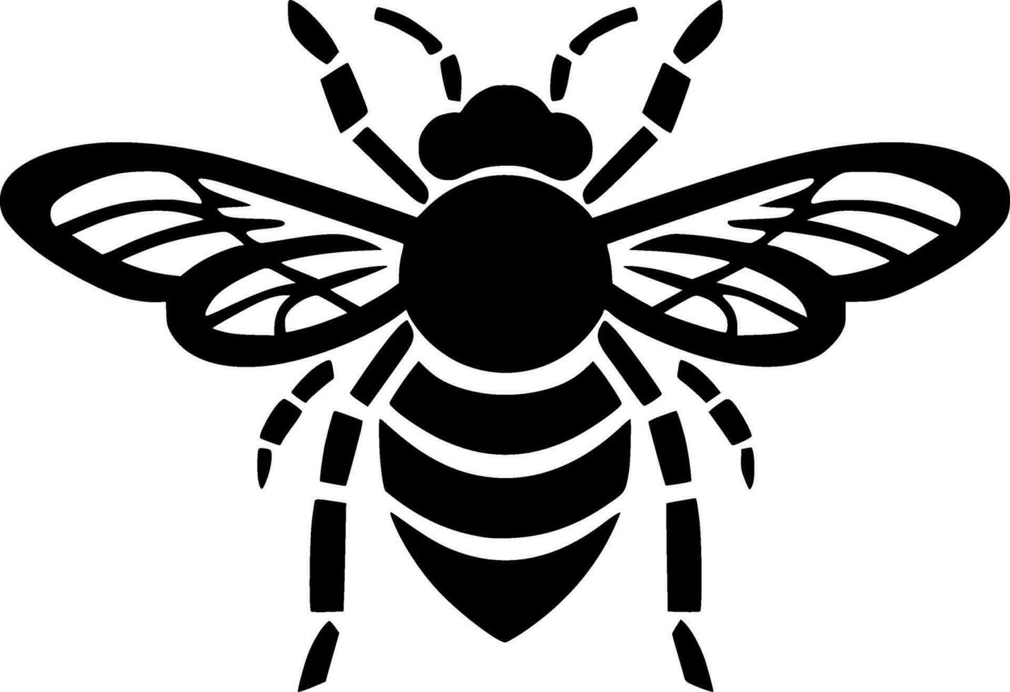 Bee, Black and White Vector illustration
