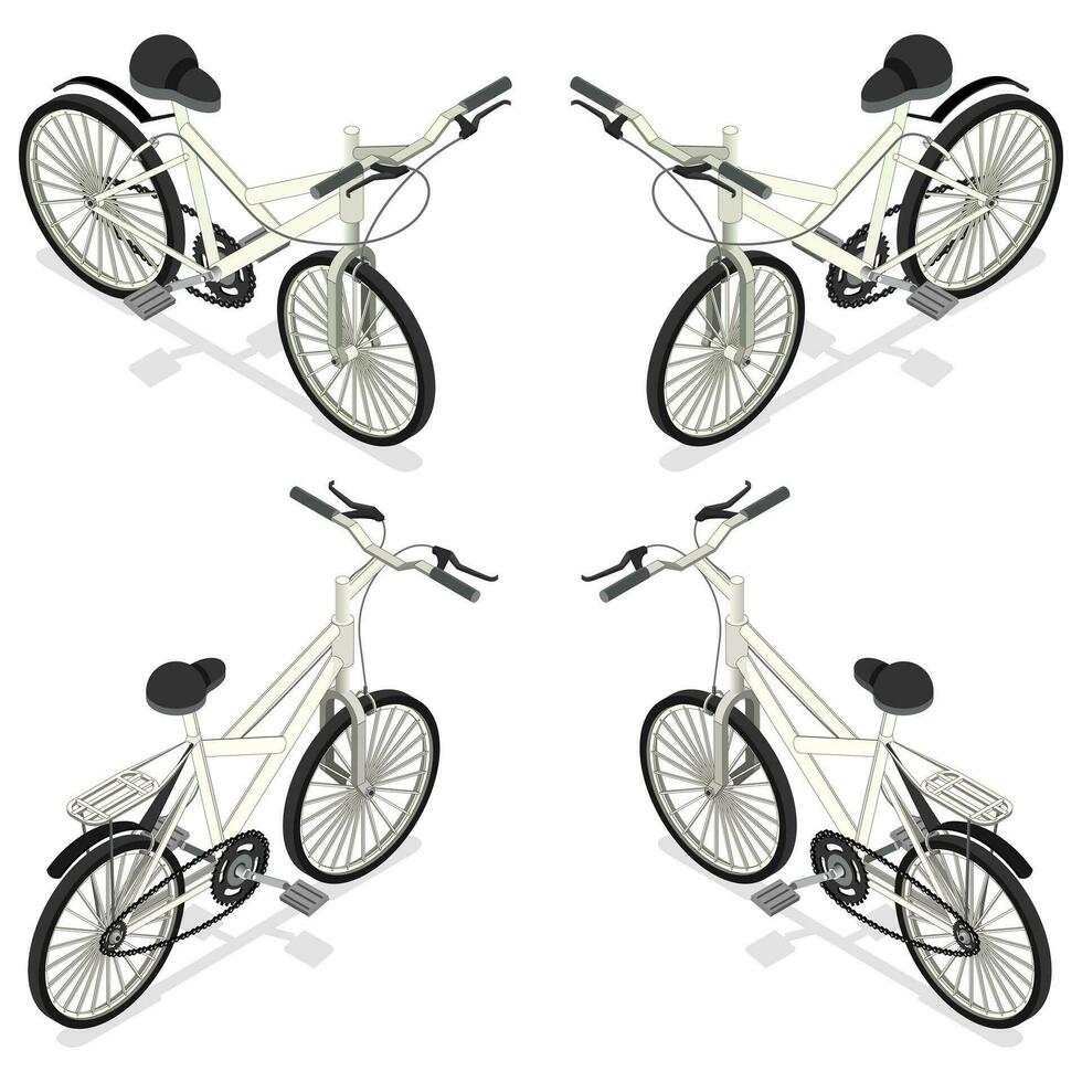 Isometric Set of Bicycle vector