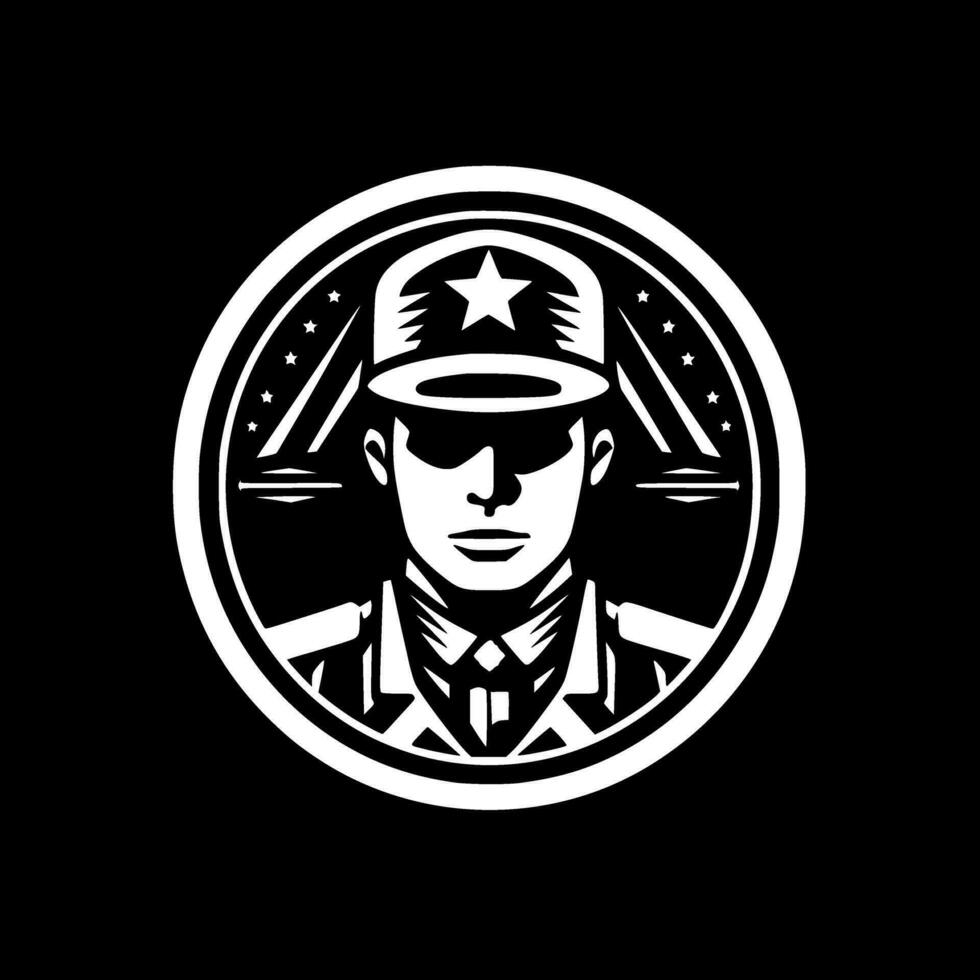 militar - negro y blanco aislado icono - vector ilustración