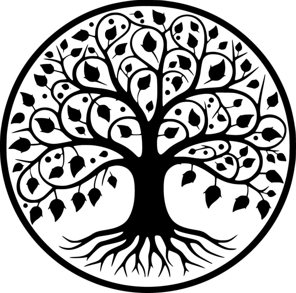 árbol, negro y blanco vector ilustración