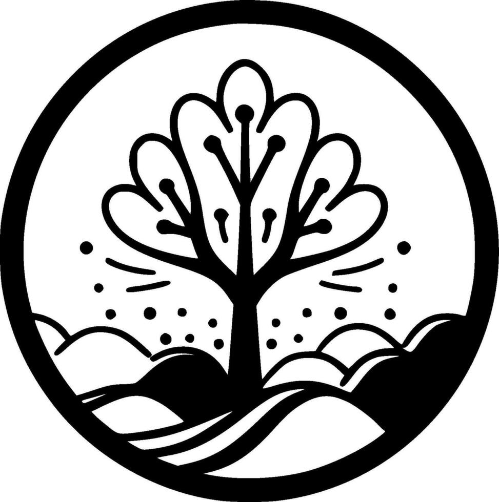 Spring - Black and White Isolated Icon - Vector illustration
