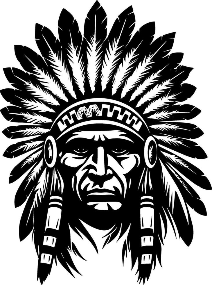 Indian Chief - Minimalist and Flat Logo - Vector illustration