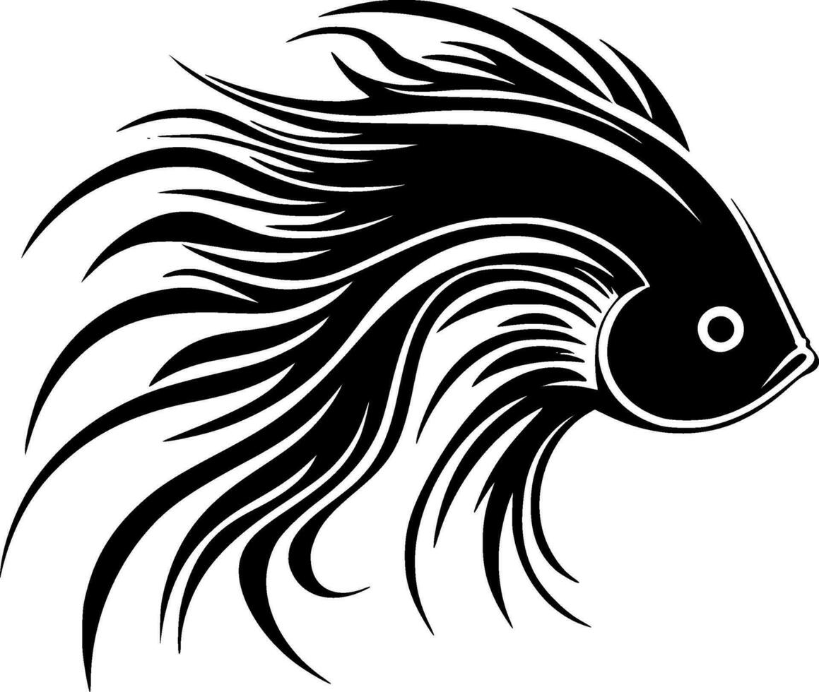 Fish - Black and White Isolated Icon - Vector illustration