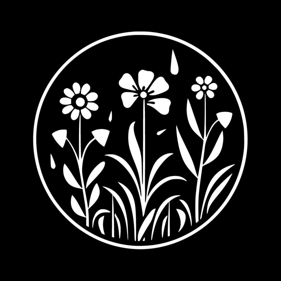 Floral, Black and White Vector illustration